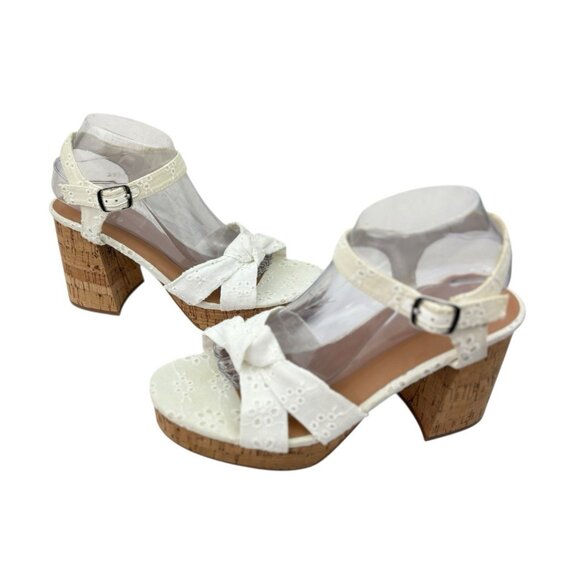 Torrid Platform Heels Womens Size 9.5W White Eyelet Boho Hippie Cottage Romantic - Picture 5 of 10